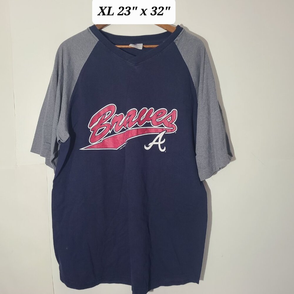 Vintage 2001 Atlanta Braves Blue/Gray Logo Athletic XL T-Shirt